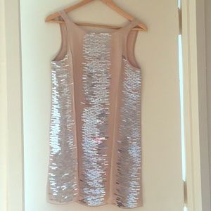 Tracy Reese nude Silk & silver Sequin mini dress